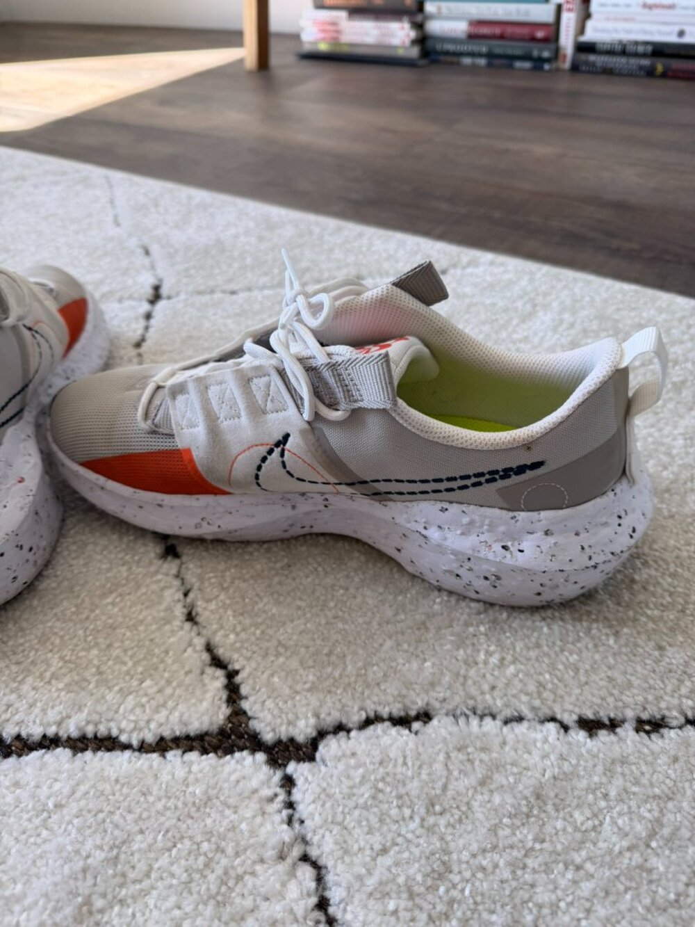 Nike Crater Impact Size 10.5 Gray Orange Sustainable Running Shoes - Picture 7 of 9